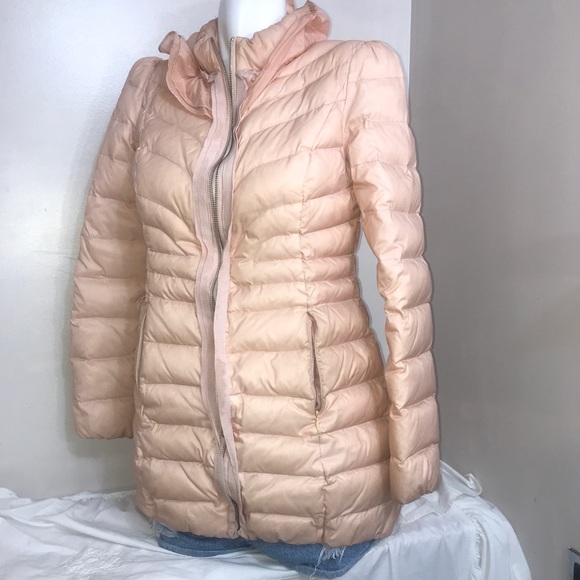 Baby Peach Pink Bubble Long Ruffled Winter Jacket - Picture 5 of 16